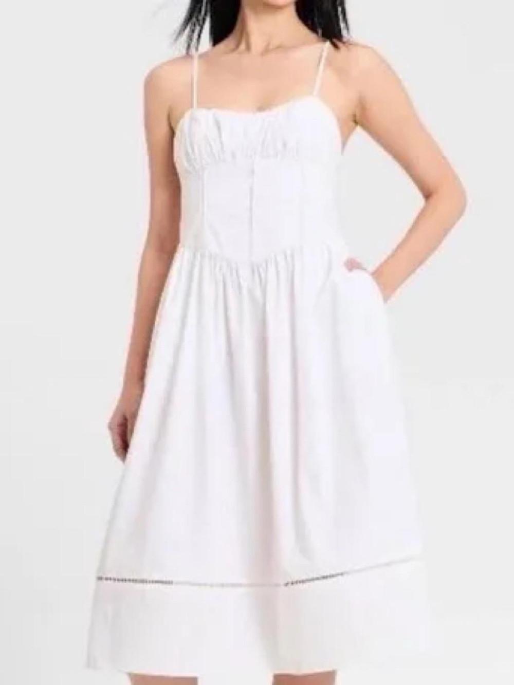 a new day Cream Ruffled Bustier Midi Dress